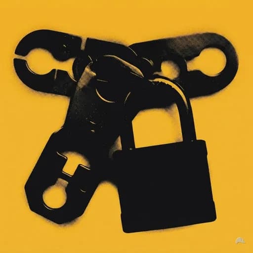 Stencil print of a padlock through a lockout hasp