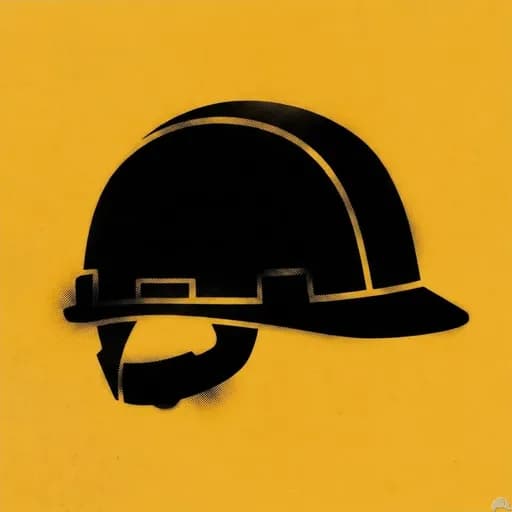 Stencil print of a hard hat in side profile