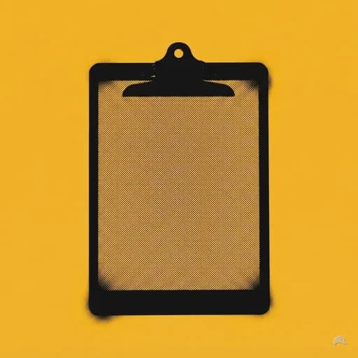 Stencil print of a clipboard holding a blank ruled grid